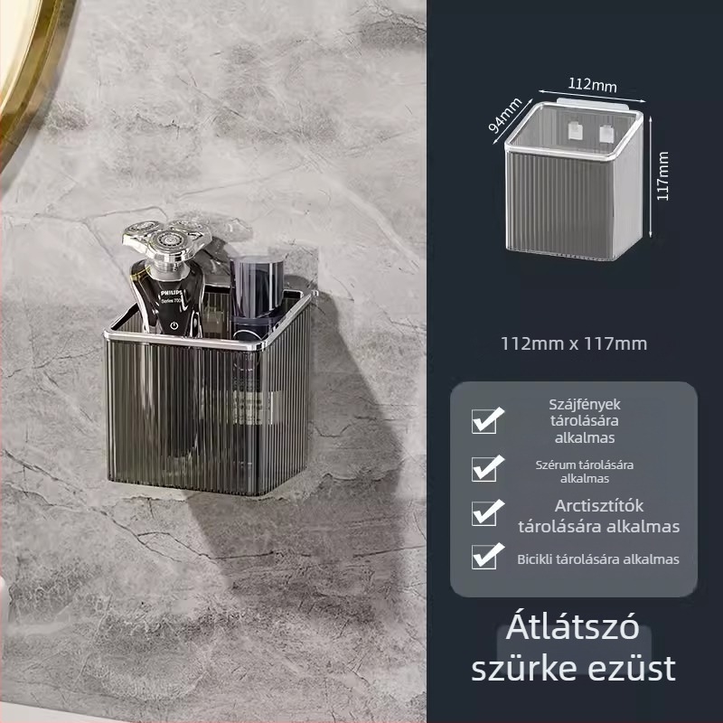 Fogkefe tartó - falra szerelhető, lyukmentes fürdőszobai tároló, PET anyag (Lin Zhi)