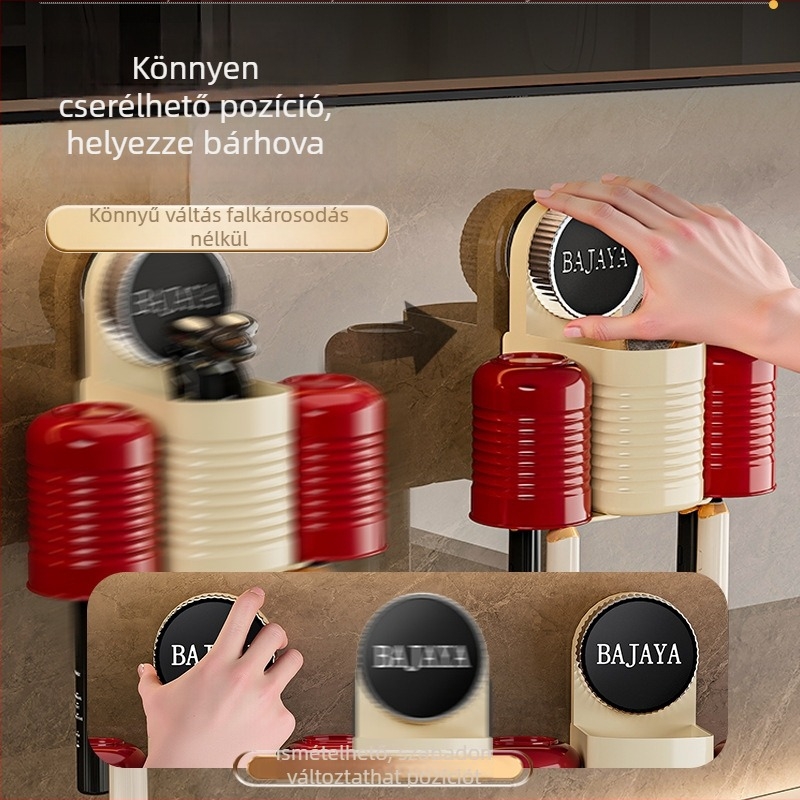 Fogkefetartó és szájöblítő pohár, falra szerelhető vákuumos csésze, fúrás nélkül, PET anyag