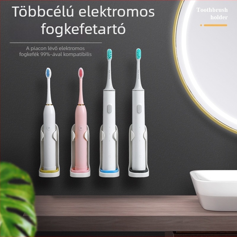 Elektromos fogkefetartó - falra szerelhető, fúrás nélkül, műanyag, Jiakeli
