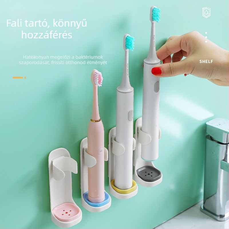 Elektromos fogkefetartó - falra szerelhető, fúrás nélkül, műanyag, Jiakeli