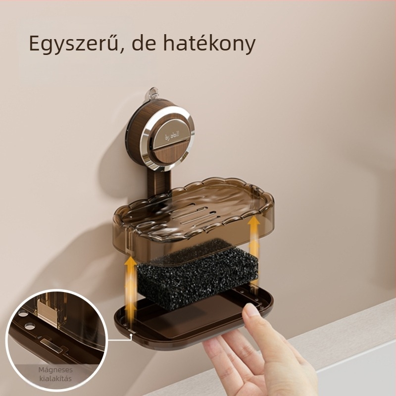 Műanyag szappantál szívókupakkal és lefolyóval — egyrétegű, fúrás nélküli