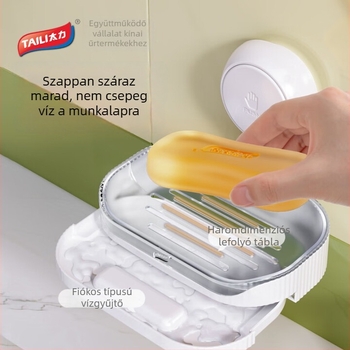 Kétoldalas falra szerelt szappantartó fiókos, leeresztő tálcával – ABS, antibakteriális, 48 darab