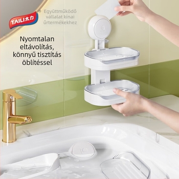 Kétoldalas falra szerelt szappantartó fiókos, leeresztő tálcával – ABS, antibakteriális, 48 darab