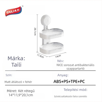 Kétoldalas falra szerelt szappantartó fiókos, leeresztő tálcával – ABS, antibakteriális, 48 darab