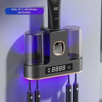 Intelligens fogkefetartó UV sterilizálással és szárítással, falra szerelhető vákuumos tartóval