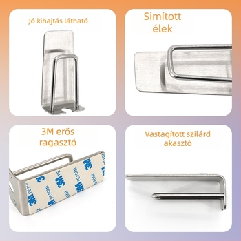 304 rozsdamentes acél fogkefetartó, falra szerelhető, fúrás nélküli, 1 rekesz, nyomtatott logóval