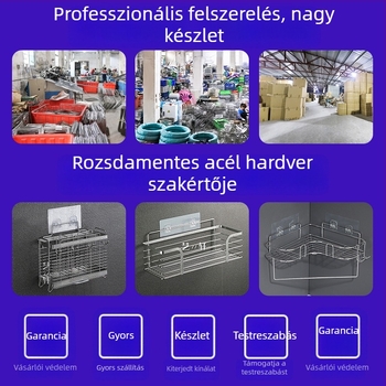 304 rozsdamentes acélból készült falra szerelhető szappantartó kampóval, egyrétegű, szívócsészével