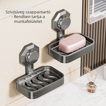 Fali szappan tál vákuumos rögzítéssel; műanyag; márka Easy to recognize hardware; fürdőszobához