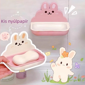 Nyusziformájú falra szerelhető szappantartó - nagy méret, PP anyag, szívókorong nélküli, fedél nélküli, 200 darabos csomag