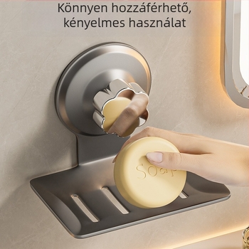 Két emeletes falra szerelhető szappontartó, szívófejes, műanyag