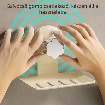 Két emeletes falra szerelhető szappontartó, szívófejes, műanyag