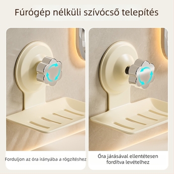 Két emeletes falra szerelhető szappontartó, szívófejes, műanyag