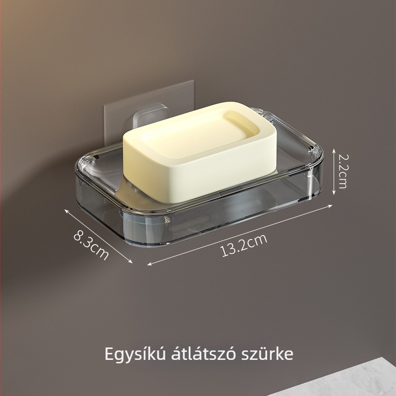 Szappantartó falra szerelhető vákuumos tartóval, perforáció nélkül, PET anyag, drenázs