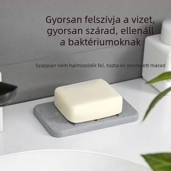 Diatomita Fürdőszobai Szappontartó – vizet felszív és gyorsan szárad; fedél nélküli; 2 csomagos tömítő paszta; logónyomtatás lehetséges