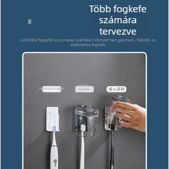 Rozsdamentes acél fogkefetartó, falra szerelhető, fúrás nélkül, logónyomtatás, testreszabás