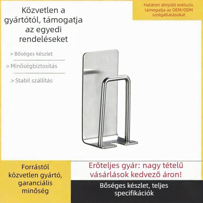 Rozsdamentes acél fogkefetartó, falra szerelhető, fúrás nélkül, logónyomtatás, testreszabás