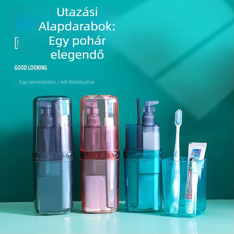 Utazási szájhigiénés készlet: hordozható fogkefetartó és öblítő pohár