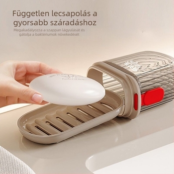 Szappan tároló fedéllel, zárható, szívókorongos, műanyag, 10 darab, utazáshoz