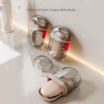 Szappan tároló fedéllel, zárható, szívókorongos, műanyag, 10 darab, utazáshoz