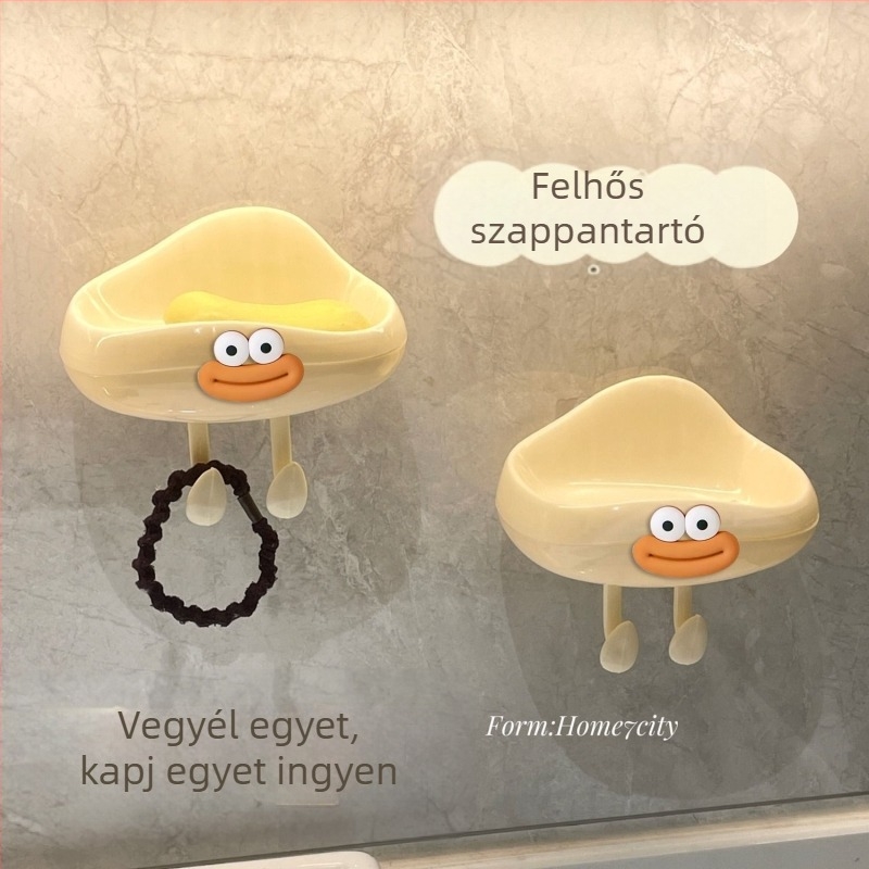 Fali felhő alakú szappan tartó és doboz – műanyag, ragasztóval szerelhető, fúrás nélkül, fürdőszobába