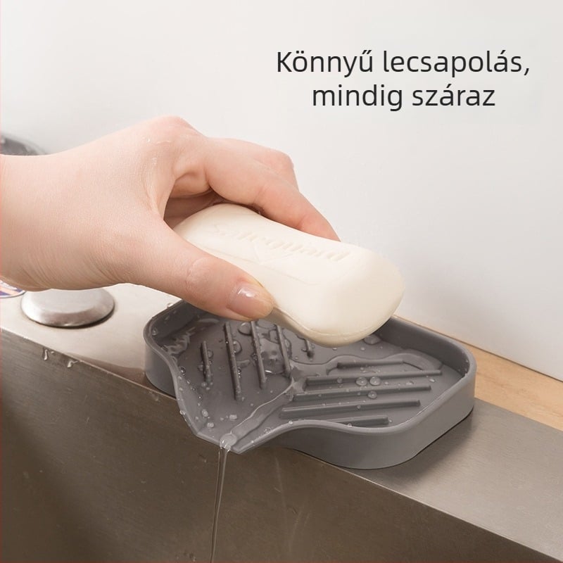TPR szappantartó csúszásmentes talppal, lefolyó- és tároló tálca fürdőszobába és konyhába, hordozható, logó nyomtatás lehetséges