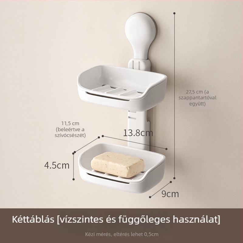 Lazy Corner ABS falra szerelhető szappantartó szívó csapákkal, fúrás nélkül, drenázs, 72 darab