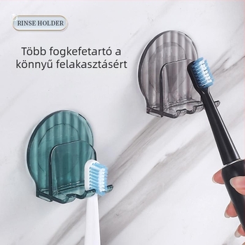 PS műanyag fogkefetartó, falra szerelhető vákuumos rögzítéssel, fürdőszobai tároló