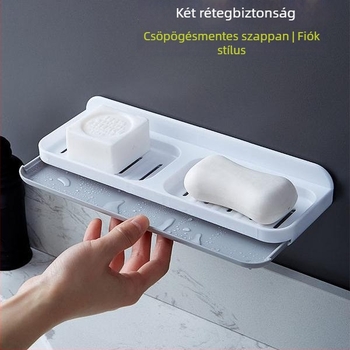 Qi jiu PS anyagú falra szerelhető szappontartó, fúrás nélküli, vákuumos rögzítés, dupla réteg