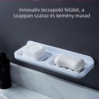 Qi jiu PS anyagú falra szerelhető szappontartó, fúrás nélküli, vákuumos rögzítés, dupla réteg