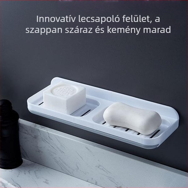 Qi jiu PS anyagú falra szerelhető szappontartó, fúrás nélküli, vákuumos rögzítés, dupla réteg