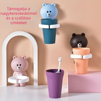 Gyerekek fogkefetartója - ragasztós típus, fúrás nélkül, műanyag, ZY 0608