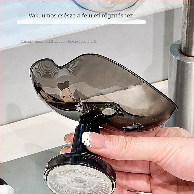 Szappantál szívócsészével, döntött kialakítású, többfunkciós, vízfelgyülem nélkül, műanyag