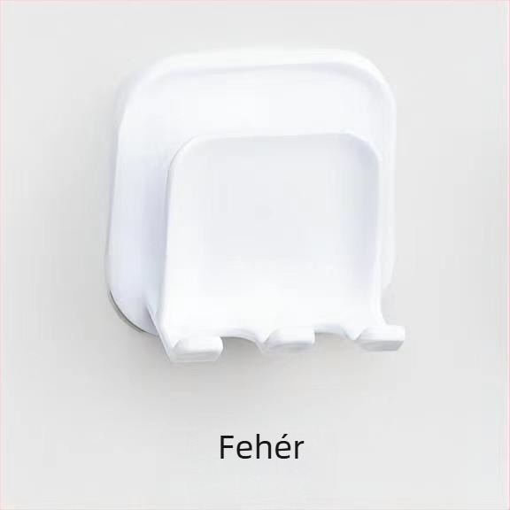 Fali fogkefetartó lyukasztás nélkül, műanyagból, porvédő pohárral
