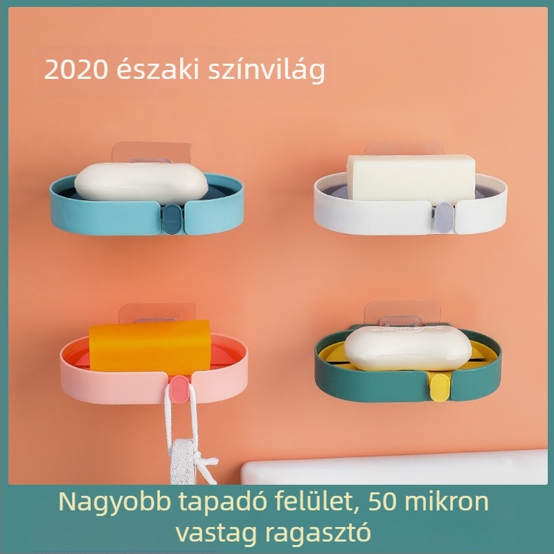 Oldalfali szappan-tároló dupla vízelvezető rendszerrel, PP anyagból, fúrásmentes szerelés, 560 darabos csomag