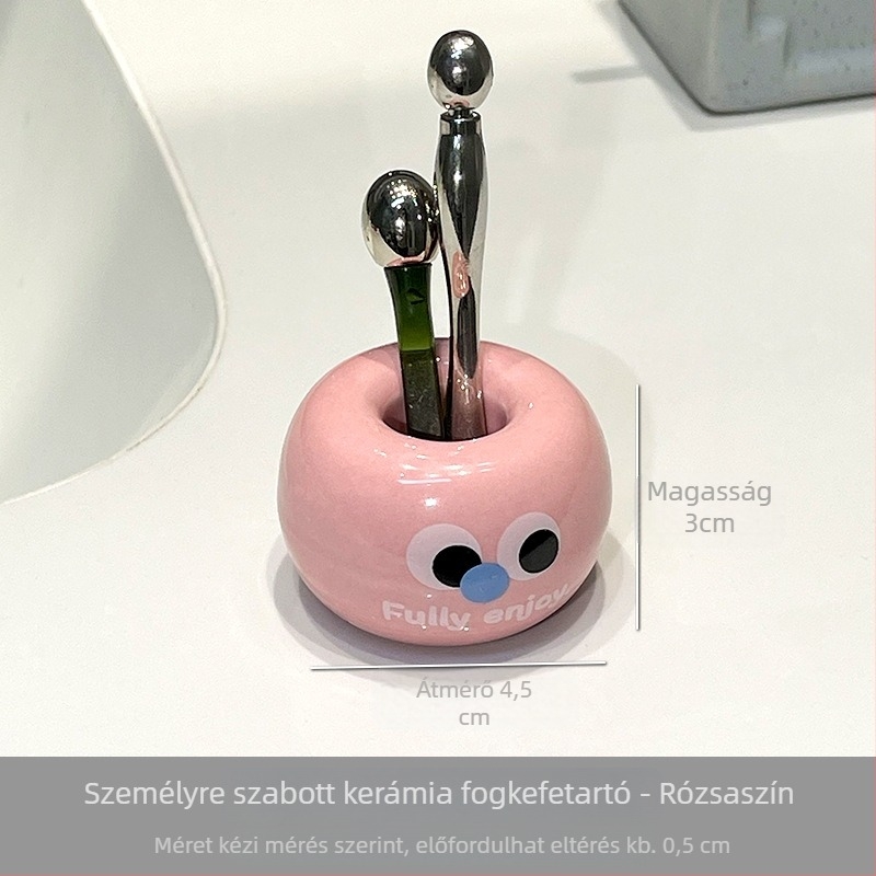 Kerámiás fogkefetartó alternat rögzítéssel — mosdó melletti tároló gyerek fogkefékhez