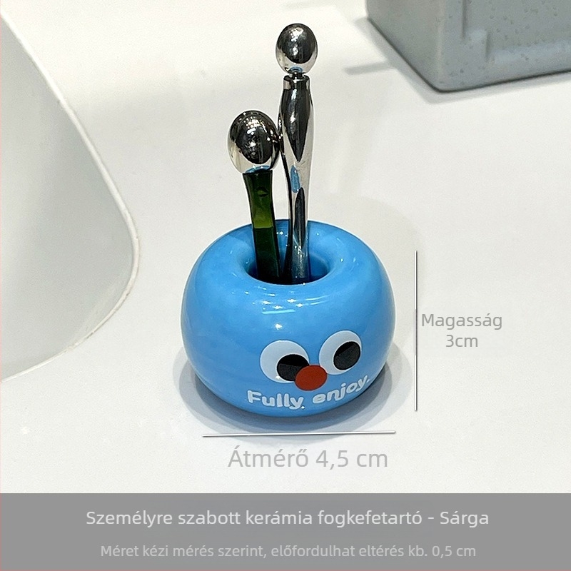 Kerámiás fogkefetartó alternat rögzítéssel — mosdó melletti tároló gyerek fogkefékhez