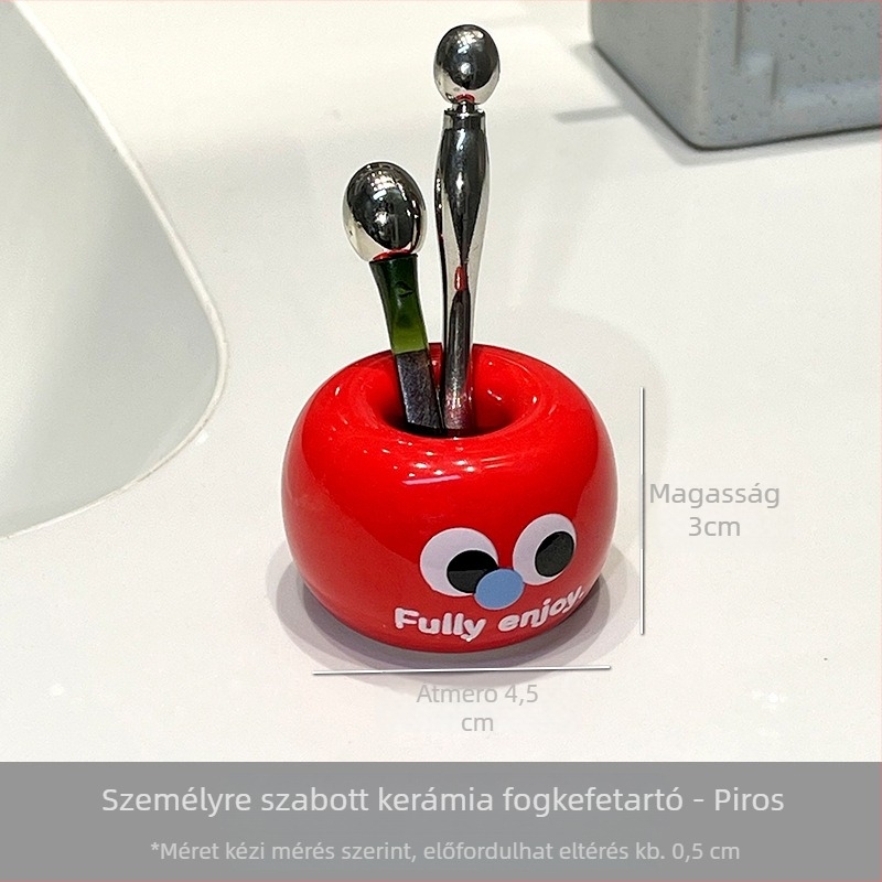 Kerámiás fogkefetartó alternat rögzítéssel — mosdó melletti tároló gyerek fogkefékhez
