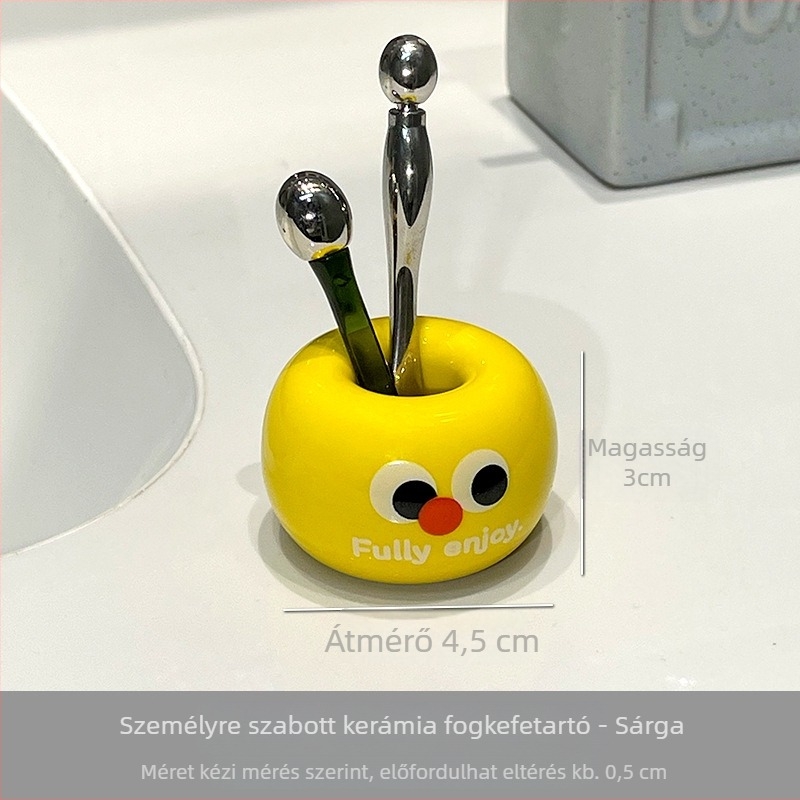 Kerámiás fogkefetartó alternat rögzítéssel — mosdó melletti tároló gyerek fogkefékhez