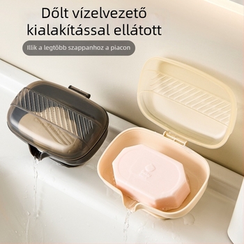 Fürdőszobai szappantartó doboz suction cup alapú, fedéllel – PP anyag; Márka Qj; 80 db; Import nélkül