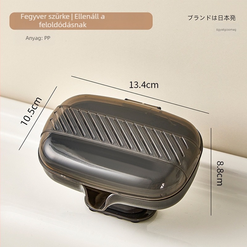 Fürdőszobai szappantartó doboz suction cup alapú, fedéllel – PP anyag; Márka Qj; 80 db; Import nélkül