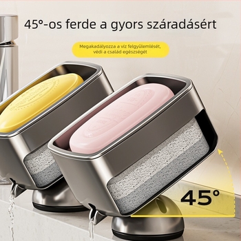 Műanyag szappantartó tál, dupla rétegű, falra szerelhető – fürdőszobai tároló