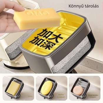 Műanyag szappantartó tál, dupla rétegű, falra szerelhető – fürdőszobai tároló