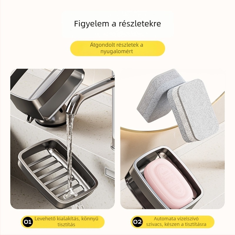 Műanyag szappantartó tál, dupla rétegű, falra szerelhető – fürdőszobai tároló