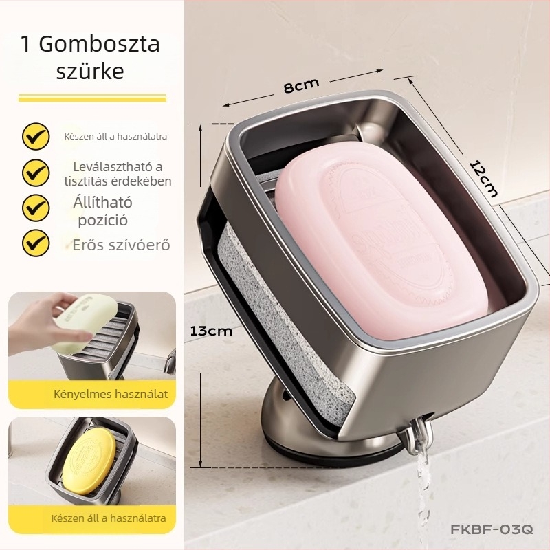 Műanyag szappantartó tál, dupla rétegű, falra szerelhető – fürdőszobai tároló