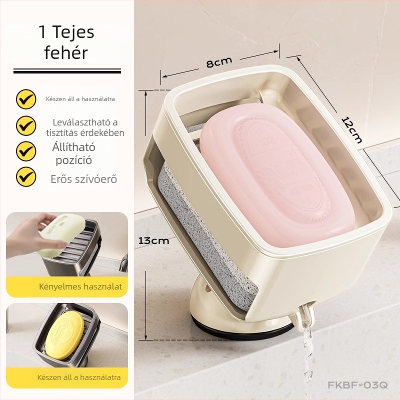 Műanyag szappantartó tál, dupla rétegű, falra szerelhető – fürdőszobai tároló