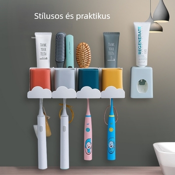 Fogkefetartó – falra szerelhető vákuumos csatlakozással, műanyagból, tárolásra, nyomtatott logóval, Home Parkway