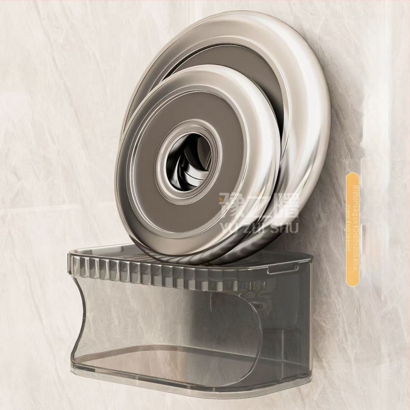 Fali szappanadagoló doboz szívókorongokkal és fedéllel, két szint, lefolyó, ABS anyagból