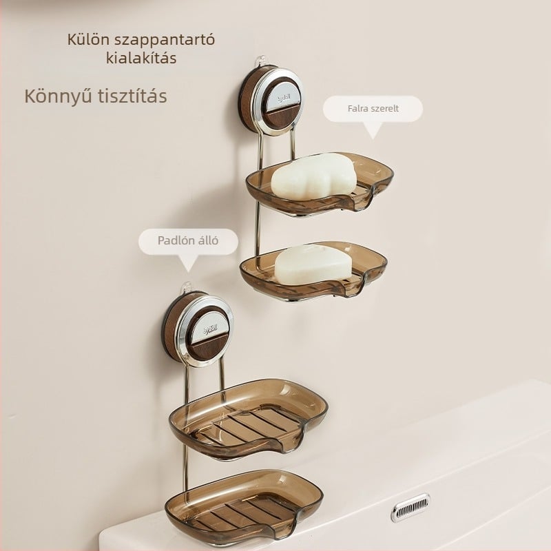 Falihoz rögzített szappontartó és tárolópolc (PP; fúrás nélküli; 27 egyrétegű és 36 kétszintes)