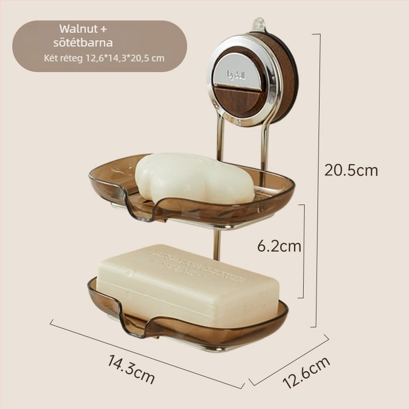 Falihoz rögzített szappontartó és tárolópolc (PP; fúrás nélküli; 27 egyrétegű és 36 kétszintes)