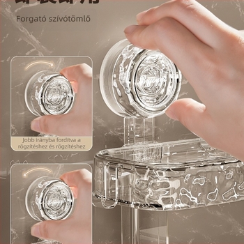 Fali szappantartó vákuumos rögzítéssel, 2 polcos, 5-10 kg teherbírás, műanyag